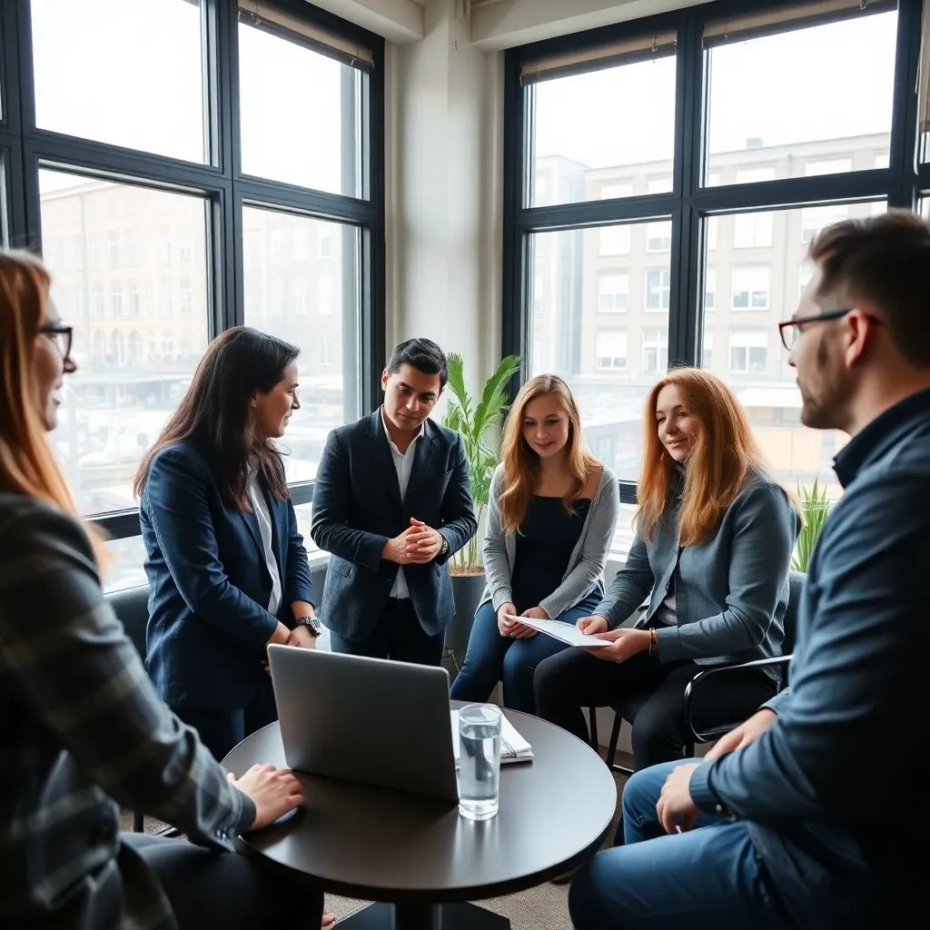 Nederlandse ondernemers tijdens een netwerkbijeenkomst in een moderne coworking space