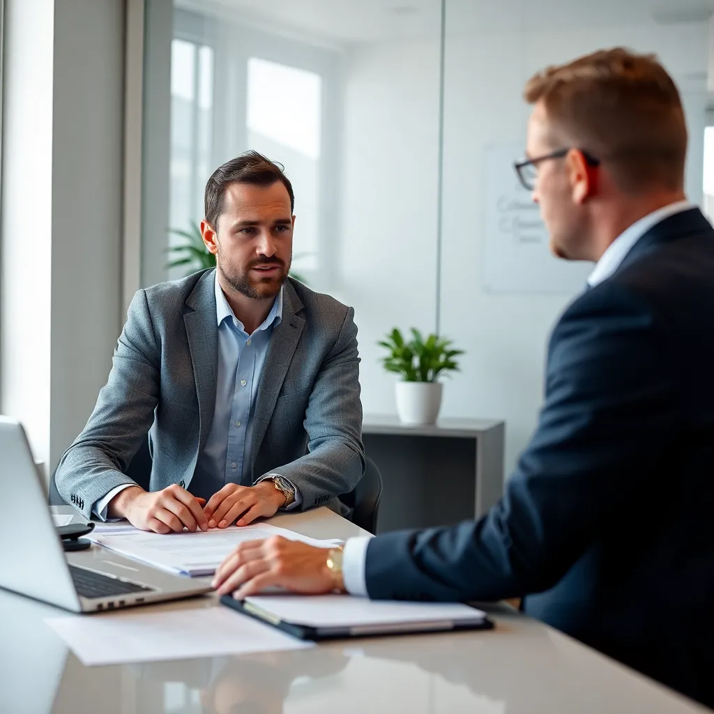 Ondernemer bespreekt financieel plan met adviseur