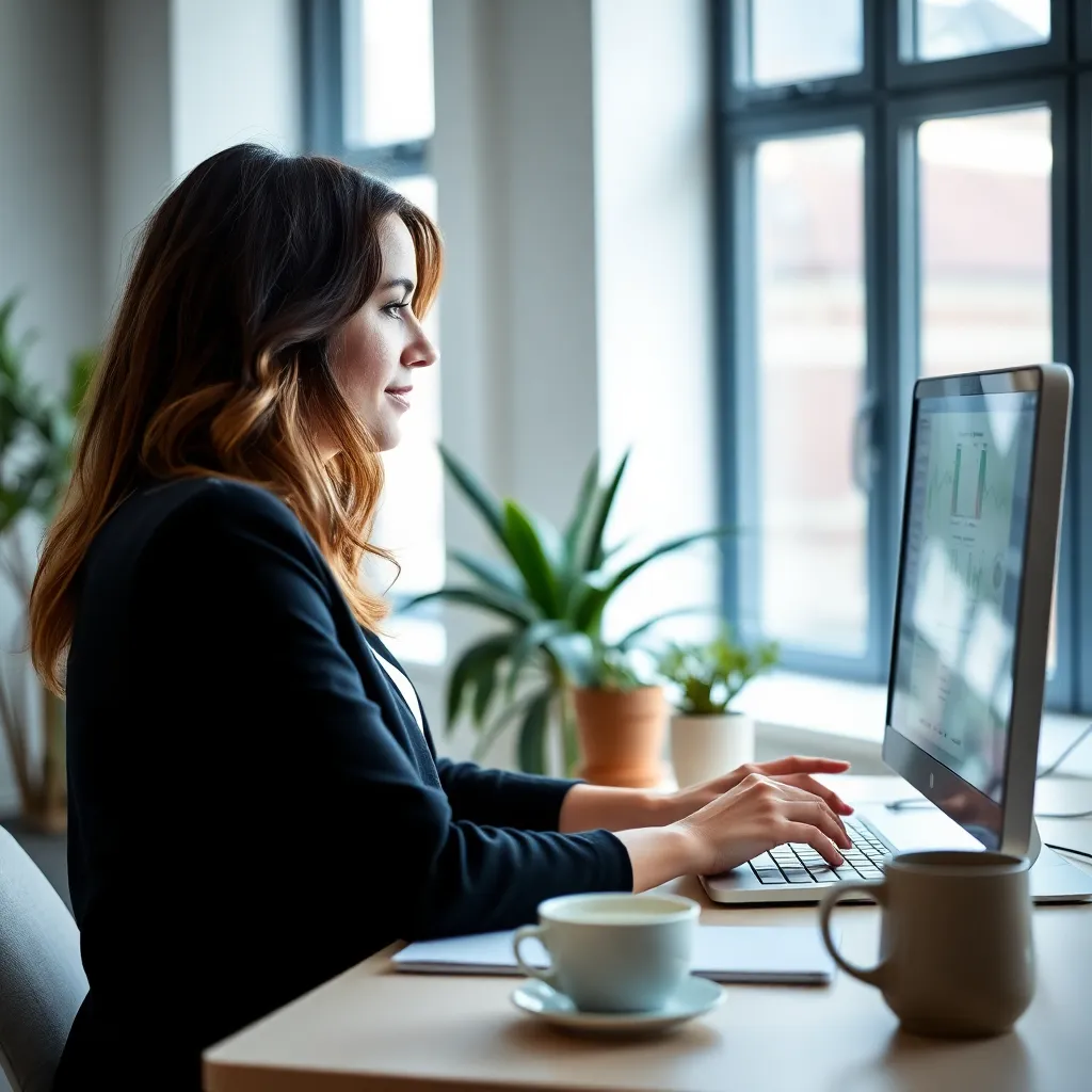 Vrouwelijke ondernemer werkt aan digitale marketingstrategie